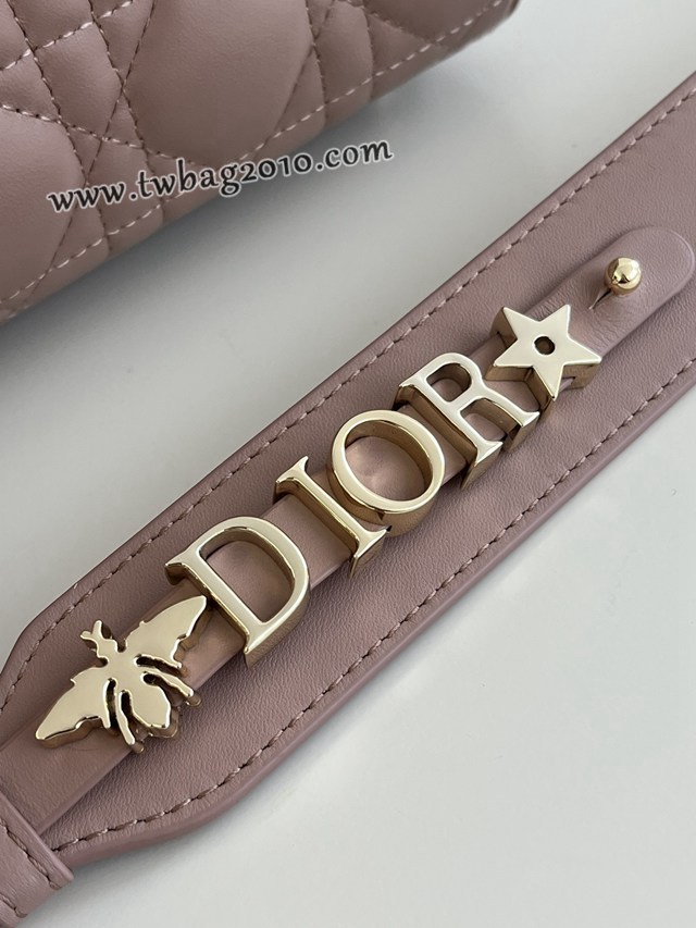 Dior专柜新款迪奥顶级原单豆沙粉Lady戴妃四格系列手提包 djfk1139